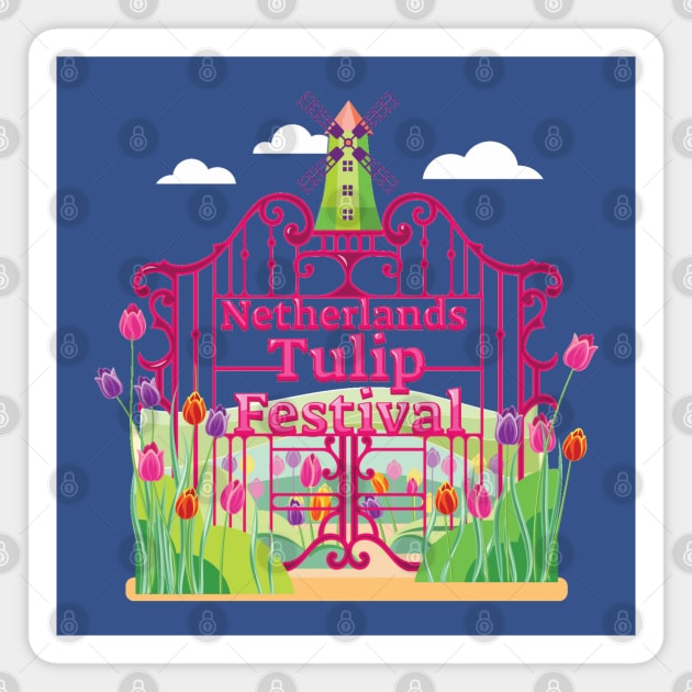 Tulip Festival, Windmill, gates Magnet by HolidayBug